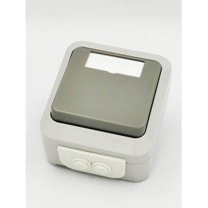 ΕΠΙΤΟΙΧΟ ΣΤΕΓΑΝΟ ΙΡ54 ΜΠΟΥΤΟΝ ΕΠΙΓΡΑΦΗΣ ΜΕ ΛΑΜΠΑΚΙ 12V ΓΚΡΙ ΣΕΙΡΑ “AQUA” διακοπτικό υλικό