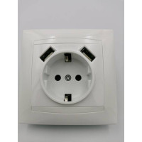 ΠΡΙΖΑ ΣΟΥΚΟ ΜΕ 2 USB 5V  2100mA ΧΩΝΕΥΤH ΛΕΥΚH ΣΕΙΡΑ “ΧΑΛΚΙΔΑ” διακοπτικό υλικό