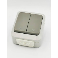 ΕΠΙΤΟΙΧΟ ΣΤΕΓΑΝΟ  ΙΡ54 ΜΠΟΥΤΟΝ ΡΟΛΛΩΝ ΓΚΡΙ ΣΕΙΡΑ “AQUA” διακοπτικό υλικό