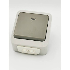 ΕΠΙΤΟΙΧΟ ΣΤΕΓΑΝΟ ΙΡ54 ΜΠΟΥΤΟΝ ΦΩΤΙΣΜΟΥ ΜΕ ΛΑΜΠΑΚΙ 220V ΓΚΡΙ ΣΕΙΡΑ “AQUA” διακοπτικό υλικό